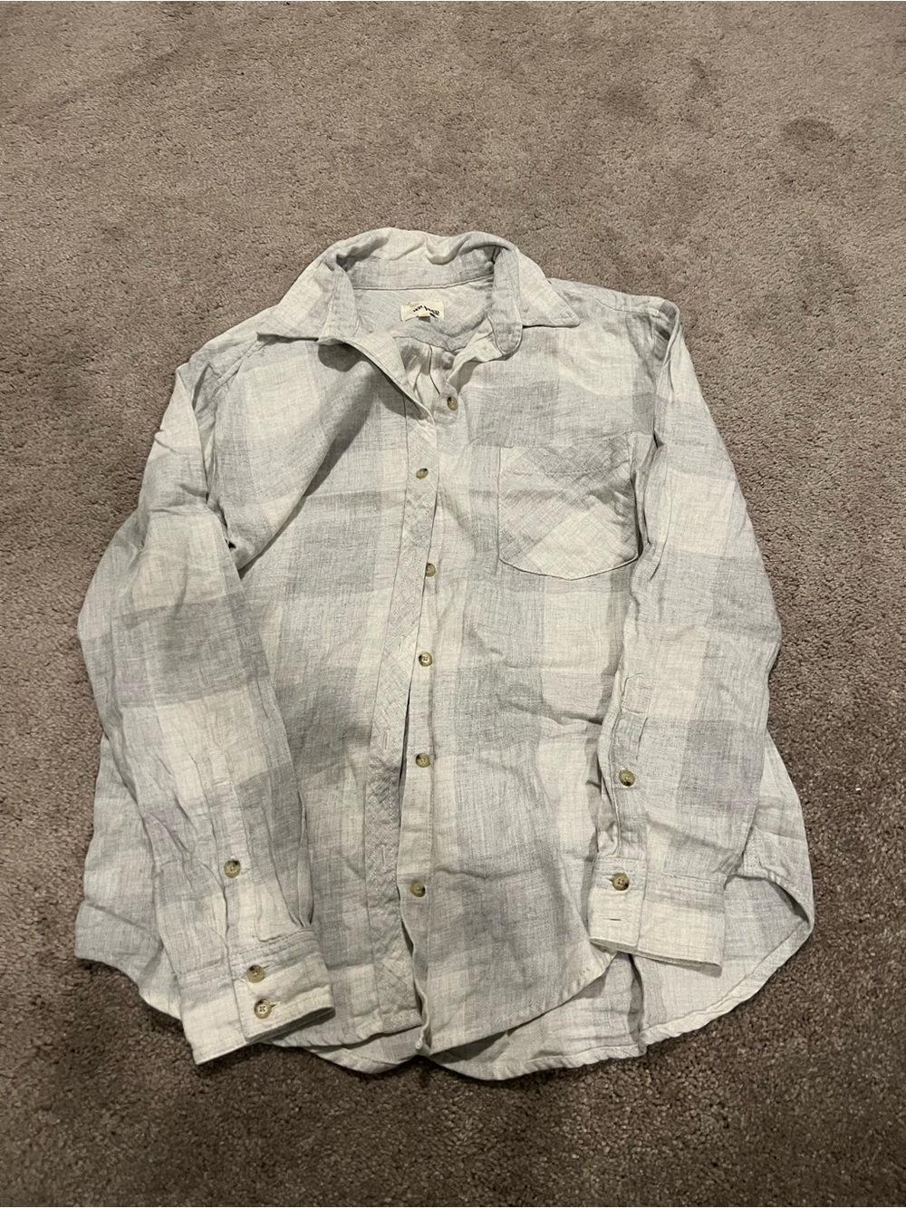 Wilfred Light Gray Plaid Button-Down Shirt